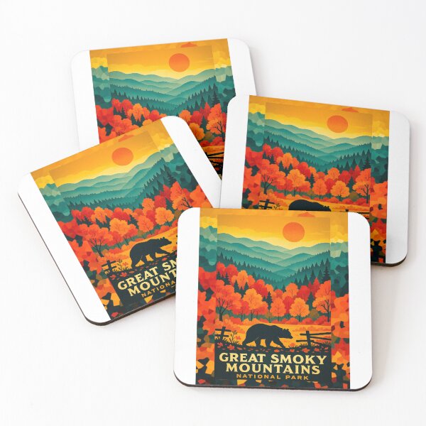 Item preview, Vintage poster great smoky mountains national park with bear sillhoute designed and sold by asth77.
