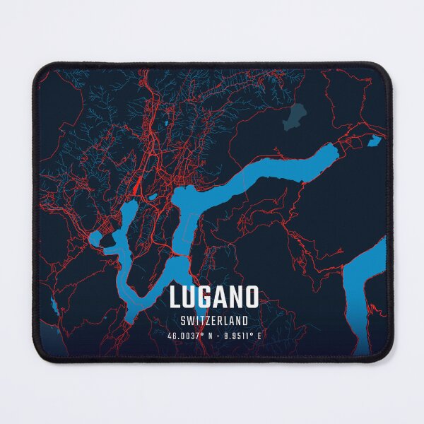 Item preview, Lugano Red & Blue Minimalist Map designed and sold by HomeLivingCo.