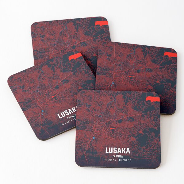 Item preview, Lusaka Red & Blue Minimalist Map designed and sold by HomeLivingCo.