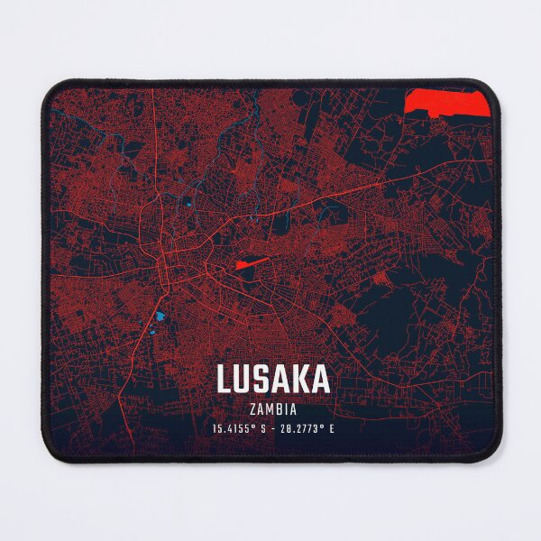 Item preview, Lusaka Red & Blue Minimalist Map designed and sold by HomeLivingCo.