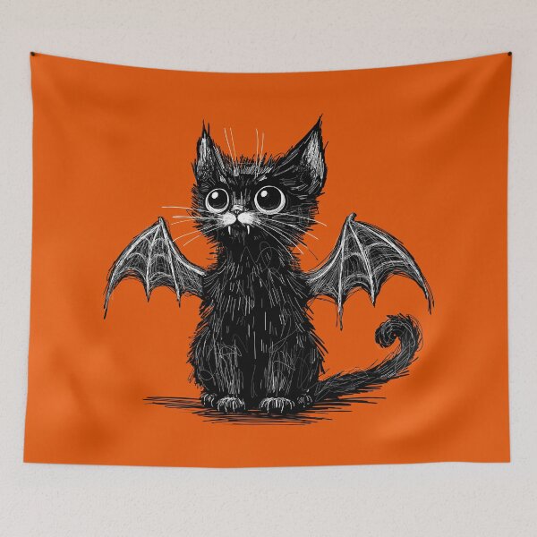 Item preview, Spooky Little Bat Cat designed and sold by KilkennyCat Art.