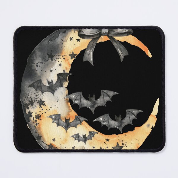 Item preview, Watercolor Infused Moon with Bats and Coquette Bow – Elegant Spooky Aesthetic Halloween Graphic designed and sold by JoeZigns81.