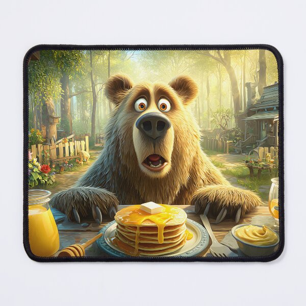 Item preview, Surprised Bear Enjoying Pancakes in the Forest designed and sold by Artessie.