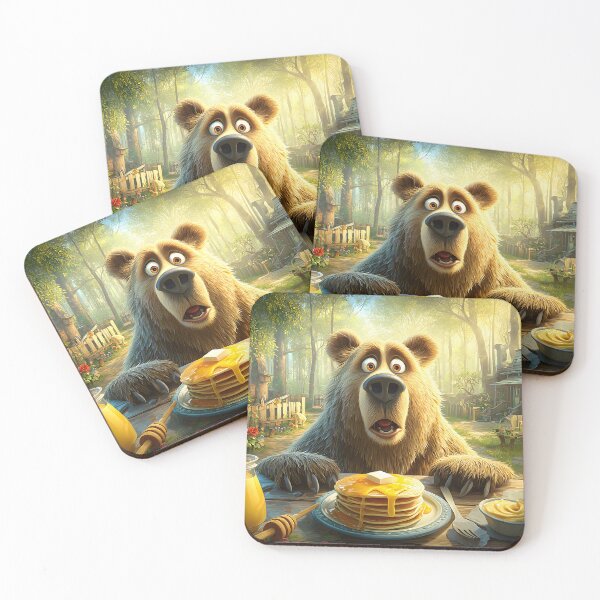 Item preview, Surprised Bear Enjoying Pancakes in the Forest designed and sold by Artessie.