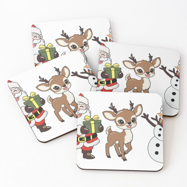 Item preview, Happy Santa Giving Gift to Cute Reindeer and Snowman designed and sold by Ikattyg.