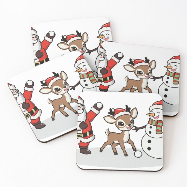 Item preview, Santa, Reindeer, and Snowman Playing with Snowballs designed and sold by Ikattyg.