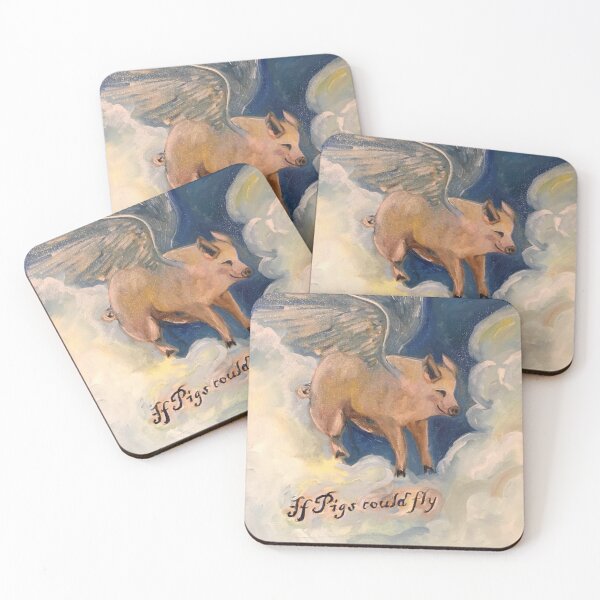 Item preview, If pigs could fly, funny, pigs wings, angel pig, funny saying designed and sold by lydiaknoxart.