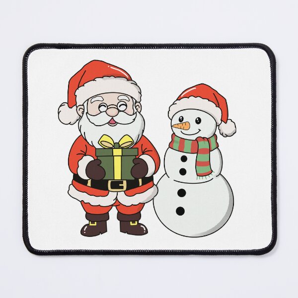 Item preview, Santa Claus Holding a Gift Next to a Happy Snowman designed and sold by Ikattyg.