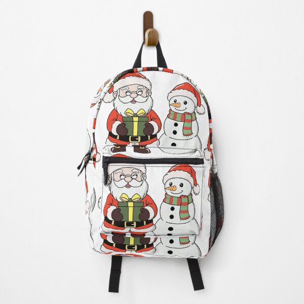 Item preview, Santa Claus Holding a Gift Next to a Happy Snowman designed and sold by Ikattyg.