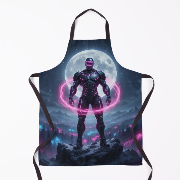 Item preview, Neon Cyber Guardian | Futuristic Sci-Fi Warrior Under the Moon | Cyberpunk Digital Art designed and sold by PLUSHIWORLDtm.