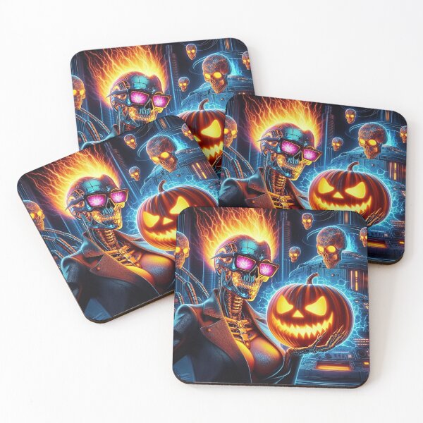 Item preview, Cyberpunk Cyborg Neon Pumpkin Glow designed and sold by Voodoo Store Paranormal Collections.