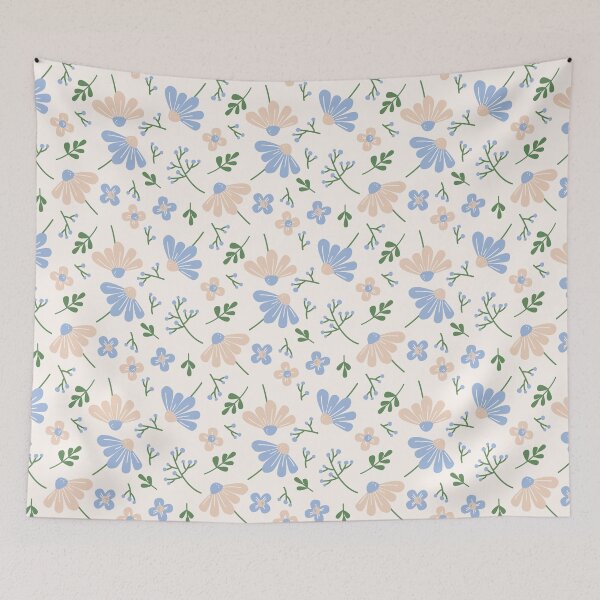 Item preview, Daisy blue and beige flowers designed and sold by CHERRY--SHOP.