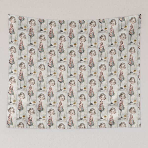 Item preview, Whimsical Girl With Sunflower Art Print By Merch, Limited Edition designed and sold by JERICHOALBERT2.