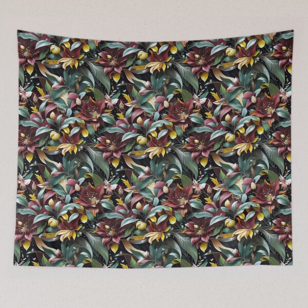 Item preview, Maximalist Exotic Floral Whimsical Jungle Pattern designed and sold by SketchNStyle.