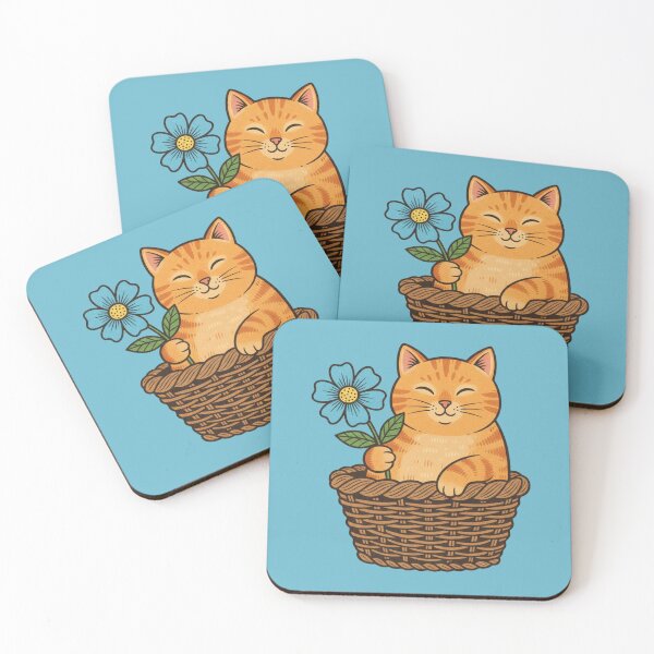 Item preview, Smiling Cat in Basket with Flower designed and sold by 0606PM.