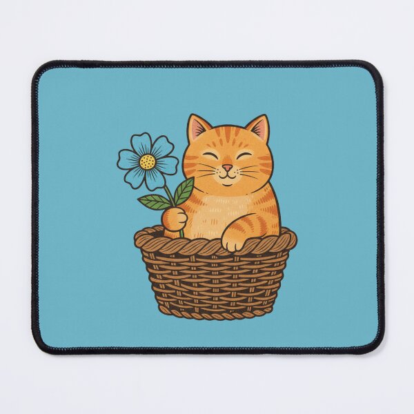 Item preview, Smiling Cat in Basket with Flower designed and sold by 0606PM.