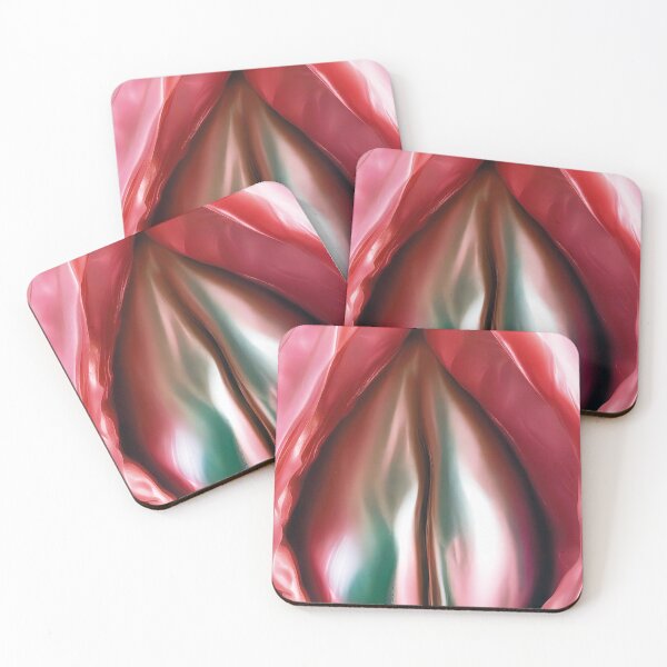 Item preview, Iridescent abstraction in coral & jade | Shiny organic shapes designed and sold by Ida Aniz Studio.