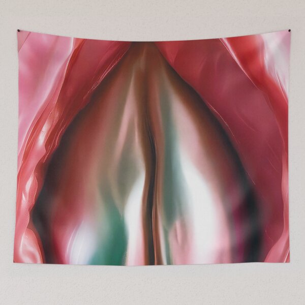 Item preview, Iridescent abstraction in coral & jade | Shiny organic shapes designed and sold by Ida Aniz Studio.