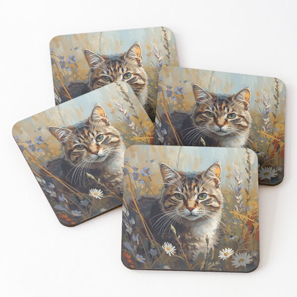 Item preview, Tabby Cat in Grass Autumn Colours designed and sold by JulieSouster.