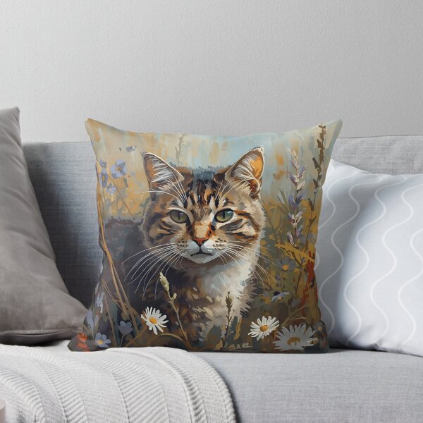 Item preview, Tabby Cat in Grass Autumn Colours designed and sold by JulieSouster.
