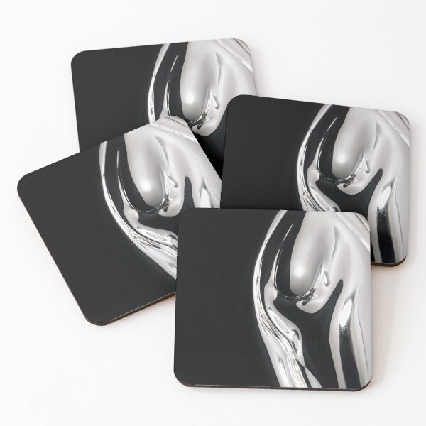 Item preview, Liquid Chrome – Abstract metal waves in black & silver | Minimalist & futuristic designed and sold by Ida Aniz Studio.
