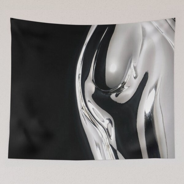Item preview, Liquid Chrome – Abstract metal waves in black & silver | Minimalist & futuristic designed and sold by Ida Aniz Studio.