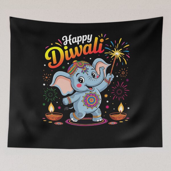 Item preview, Happy Diwali Cute Elephant Festival Lights Celebration Kids designed and sold by NUMAcreations.