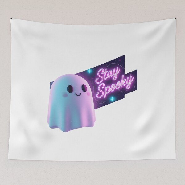 Item preview, Stay Spooky Neon Ghost | Retro Synthwave Halloween Glow | Cute 3D Vaporwave Art designed and sold by Wear Sculpt.