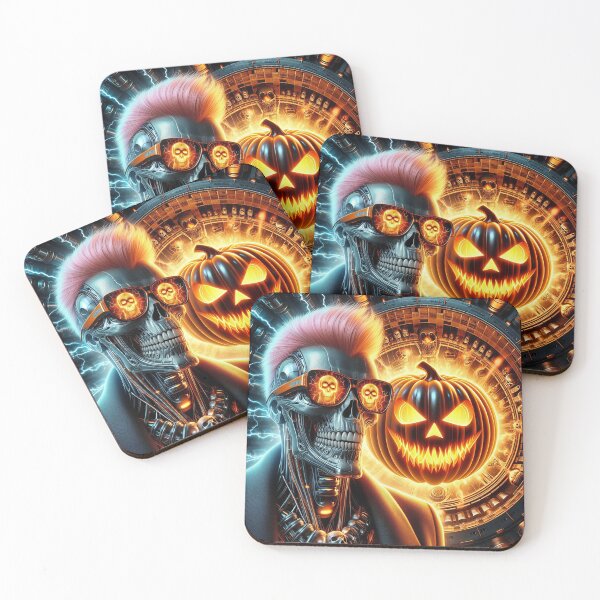Item preview, Cyberpunk Cyborg Pumpkin Neon Portal designed and sold by Voodoo Store Paranormal Collections.