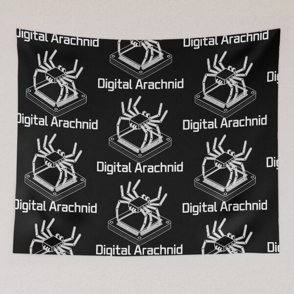 Item preview, Futuristic Spider on Circuit Path – Black and White Theme designed and sold by SplashTastic.