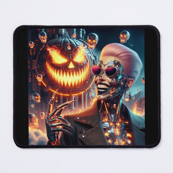 Item preview, Cyberpunk Skeleton Pumpkin Neon Blaze designed and sold by Voodoo Store Paranormal Collections.