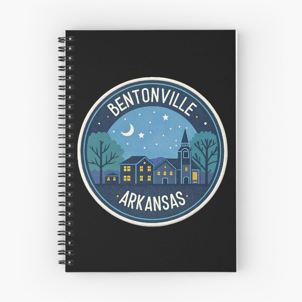 Item preview, Bentonville Skyline at Night Retro Badge designed and sold by VividOrganica.