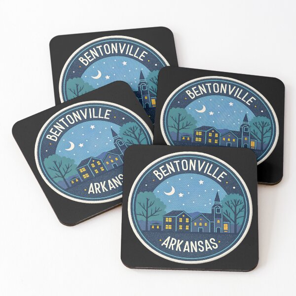 Item preview, Bentonville Skyline at Night Retro Badge designed and sold by VividOrganica.