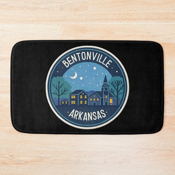 Item preview, Bentonville Skyline at Night Retro Badge designed and sold by VividOrganica.