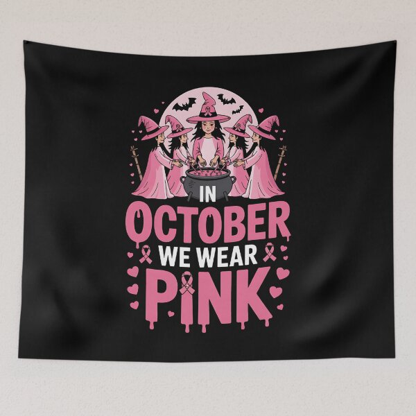 Item preview, October We Wear Pink Witch Halloween Breast Cancer Awareness designed and sold by BakeryDozen.