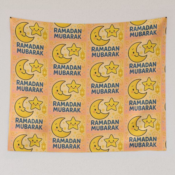 Item preview, Ramadan Mubarak Greeting Card (V.1) -Cute Lantern Moon and Star Design designed and sold by D-Islamic.