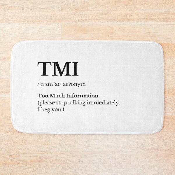 Item preview, TMI Acronym Funny Minimalist Typography - White Text designed and sold by HasHs.