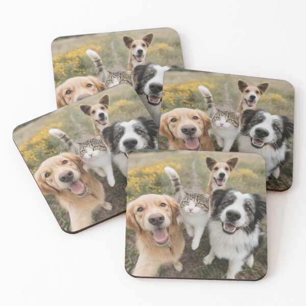 Item preview, dogs and cat happy gathered together taking a selfie designed and sold by Jubjangm3.