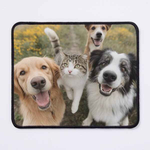 Item preview, dogs and cat happy gathered together taking a selfie designed and sold by Jubjangm3.