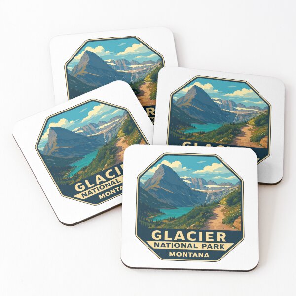 Item preview, Glacier National Park Retro Mountain Landscape Sticker designed and sold by Ismeal Von.