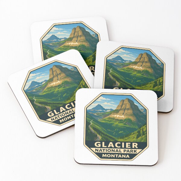Item preview, Glacier National Park Retro Mountain Landscape Sticker designed and sold by Ismeal Von.