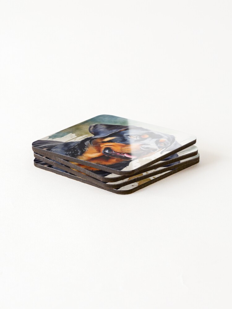 Thumbnail 4 of 5, Coasters (Set of 4), A Rottweiler Dog designed and sold by InvigorDesign.