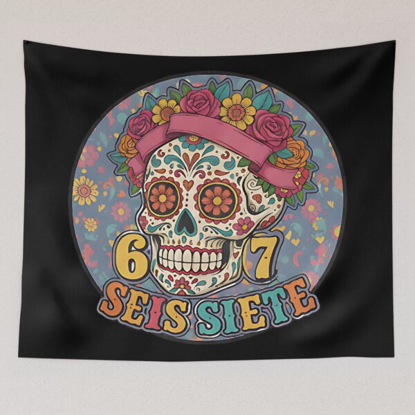 Item preview, 67 Seis Siete Sugar Skull Dia De Los Muertos Design For Colorful Mexican Art And Culture Fans designed and sold by ArtDesignTp.