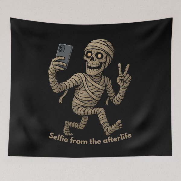 Item preview, Walking Mummy Taking Selfie Cartoon Funny Halloween Design designed and sold by JudithLatko.