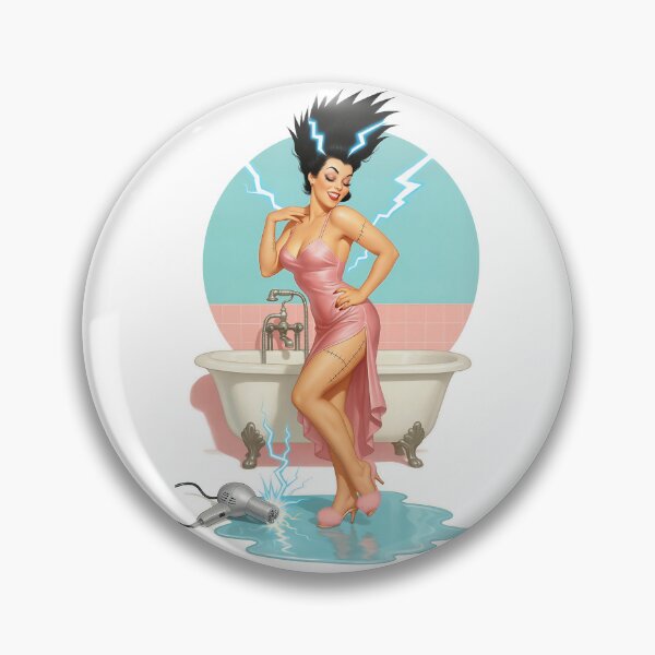 Item preview, Voltage Bath – Retro Bride Pinup in Pink designed and sold by Lightning-Lace.