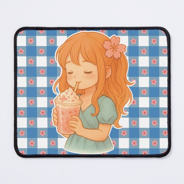 Item preview, Sweet Sakura Smoothie Girl – Cute Spring Aesthetic Illustration designed and sold by YourSweetJourney.