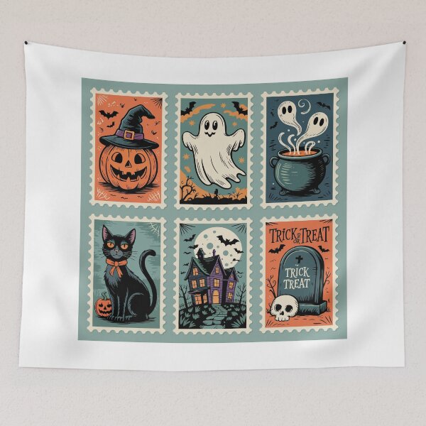 Item preview, Vintage Halloween Stamp Collection designed and sold by Angry Swan Designs.