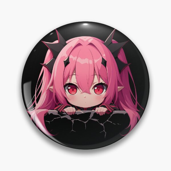 Item preview, Krul Tepes Seraph Of The End Chibi Peeking Pink Hair Red Eyes Anime designed and sold by TorbenKuhano.
