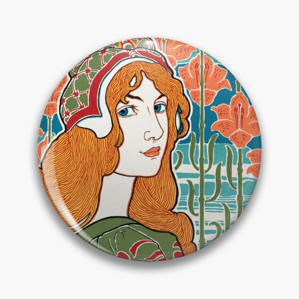 Item preview, Vintage Lady illustration. Red Hair. Green Dress. Flowers. designed and sold by Shoot-The-Moon.