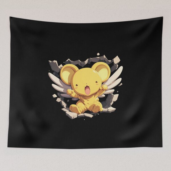 Item preview, Chan Kero Chan Cerberus Cardcaptor Sakura Peeking Flying Mouse Yellow Cute Anime designed and sold by TorbenKuhano.